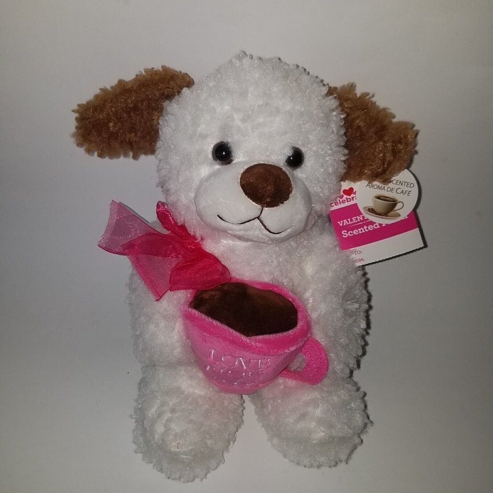 Love You Latte Puppy Dog Plush Pink Mug Valentine's Day COFFEE SCENT Gift w/TAG